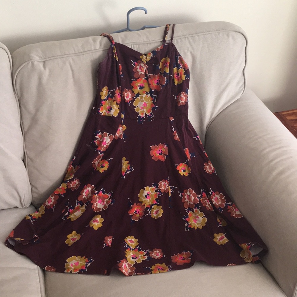 Maroon floral dress